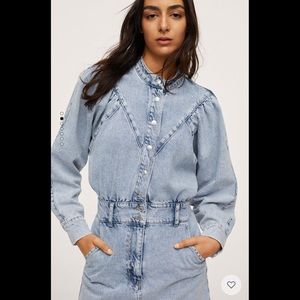 Denim dress with puffed sleeves